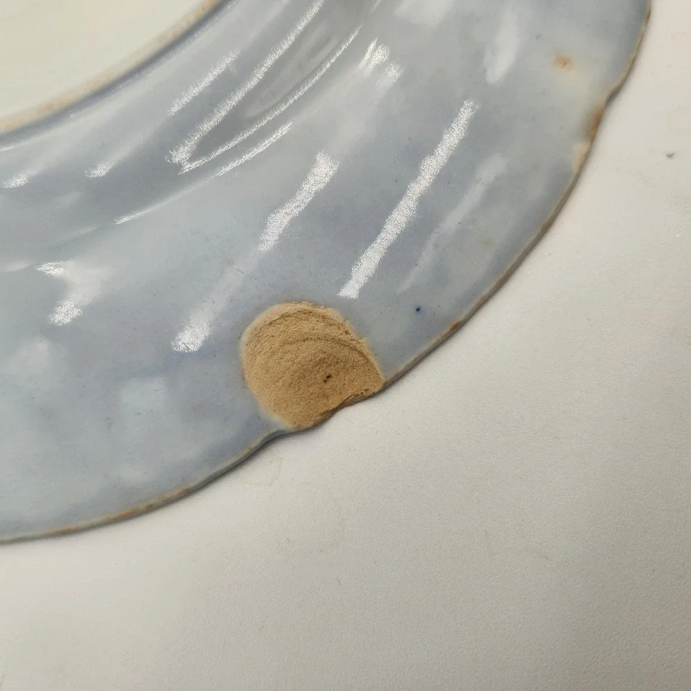 Johnson Bros Normandy Flow Blue Leaf 2 Saucers/1 Plate England Vintage Gold Trim